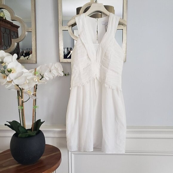 NWT REISS 6 White Gauzy Ruched Front Feminine Flirty Bridal After Party Dress - Picture 5 of 17